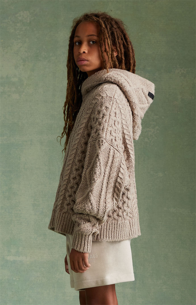 Cable knit hoodie on sale