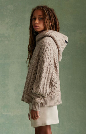 Essentials Core Heather Cable Knit Hoodie image number 4