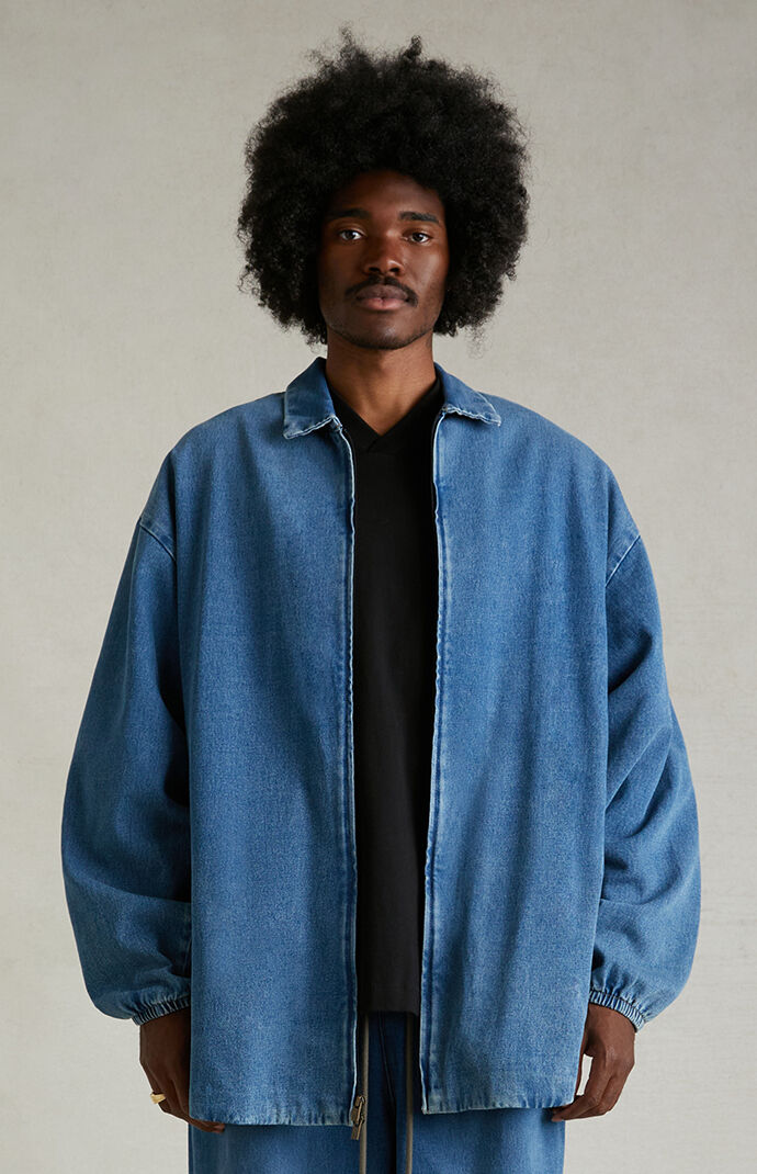 Fear of God Essentials Medium Wash Denim Overshirt Jacket