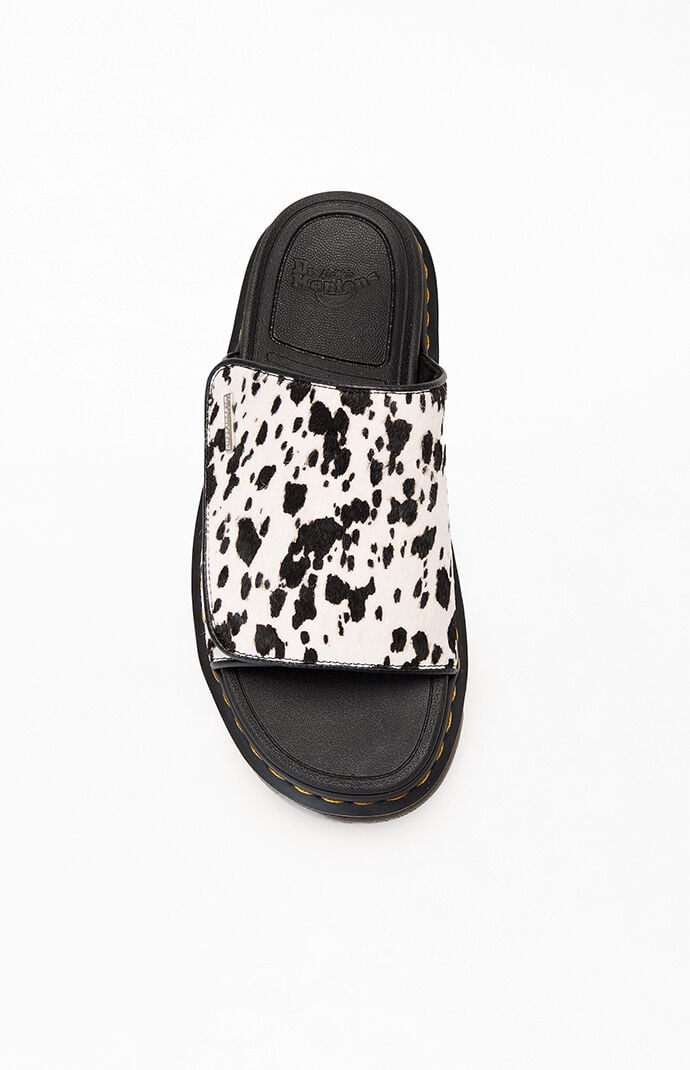 Dr Martens Women's Zebzag Dalmatian Hair On Leather Strap Platform Sandals