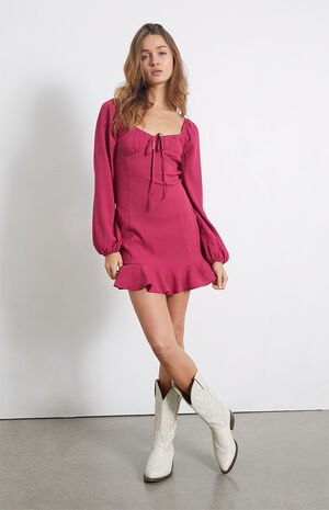 Long Sleeve Ruffle Hem Dress image number 1