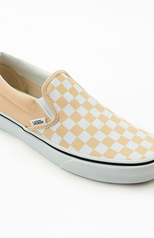 Peach Checkerboard Slip On Shoes image number 6
