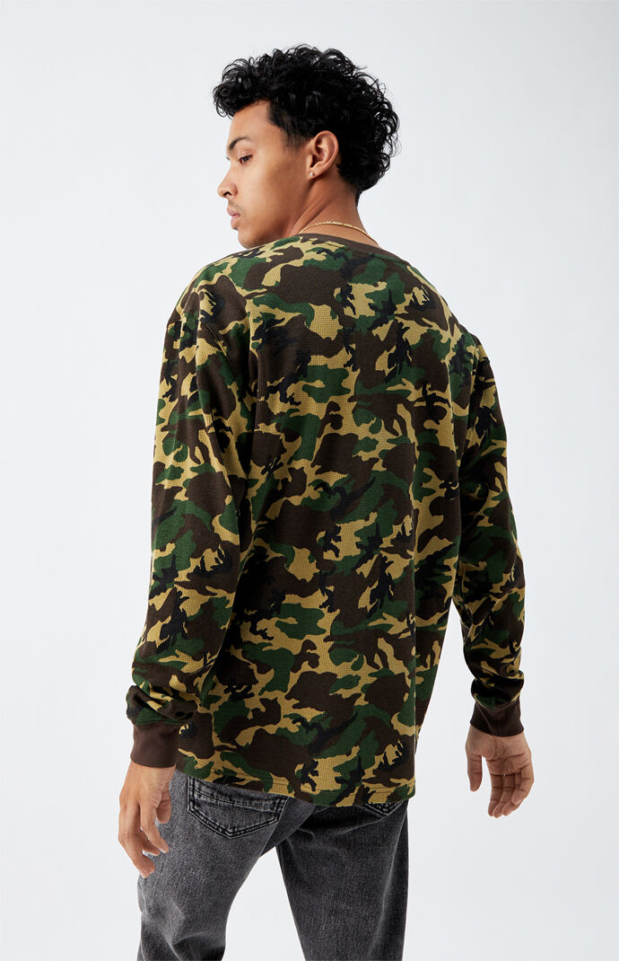Duck Camo Thermal Henley Long Sleeve T-Shirt