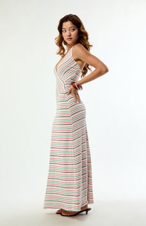 Hazel Striped Wrap Midi Dress image number 3