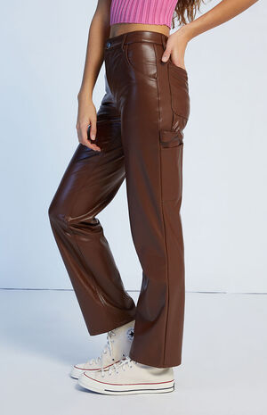 Faux Leather Carpenter Pants image number 3