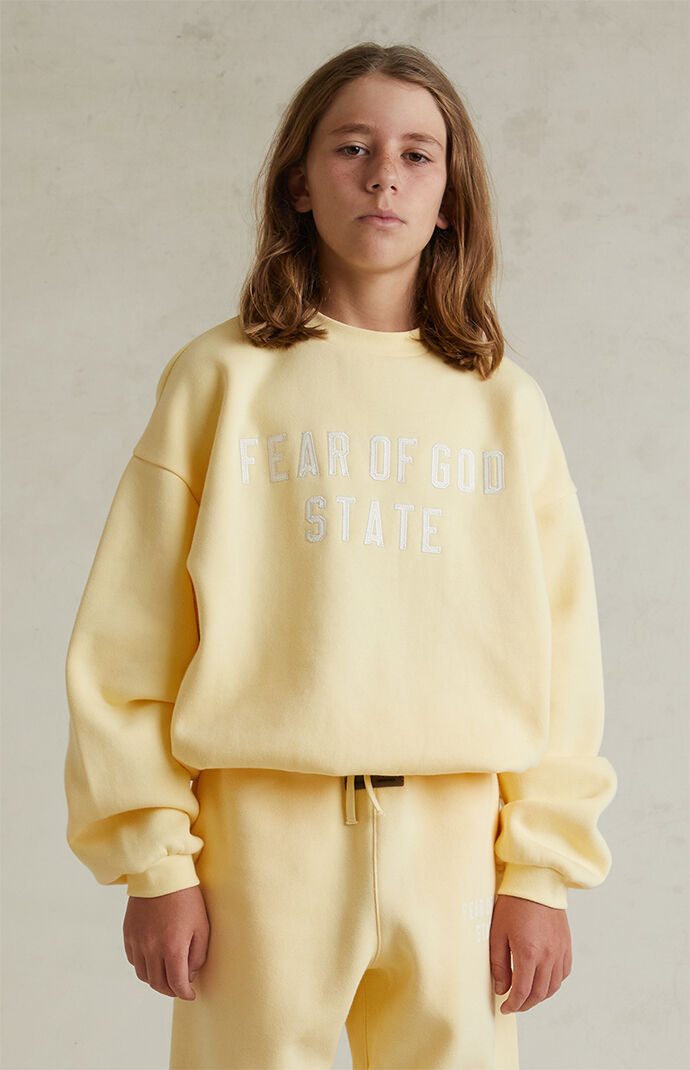 Fear of God ESSENTIALS Kids Garden Yellow '90s Fit Fleece Crew Neck Sweatshirt