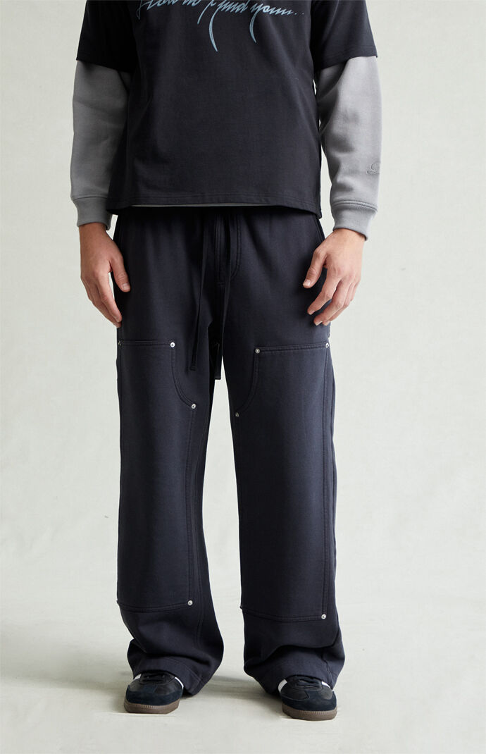 Pacsun Black Paneled Carpenter Fleece Extreme Baggy Sweatpants