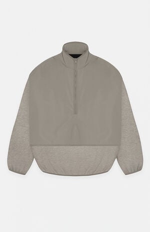Dust Heather Grey Nylon Fleece Mock Neck Sweatshirt image number 1