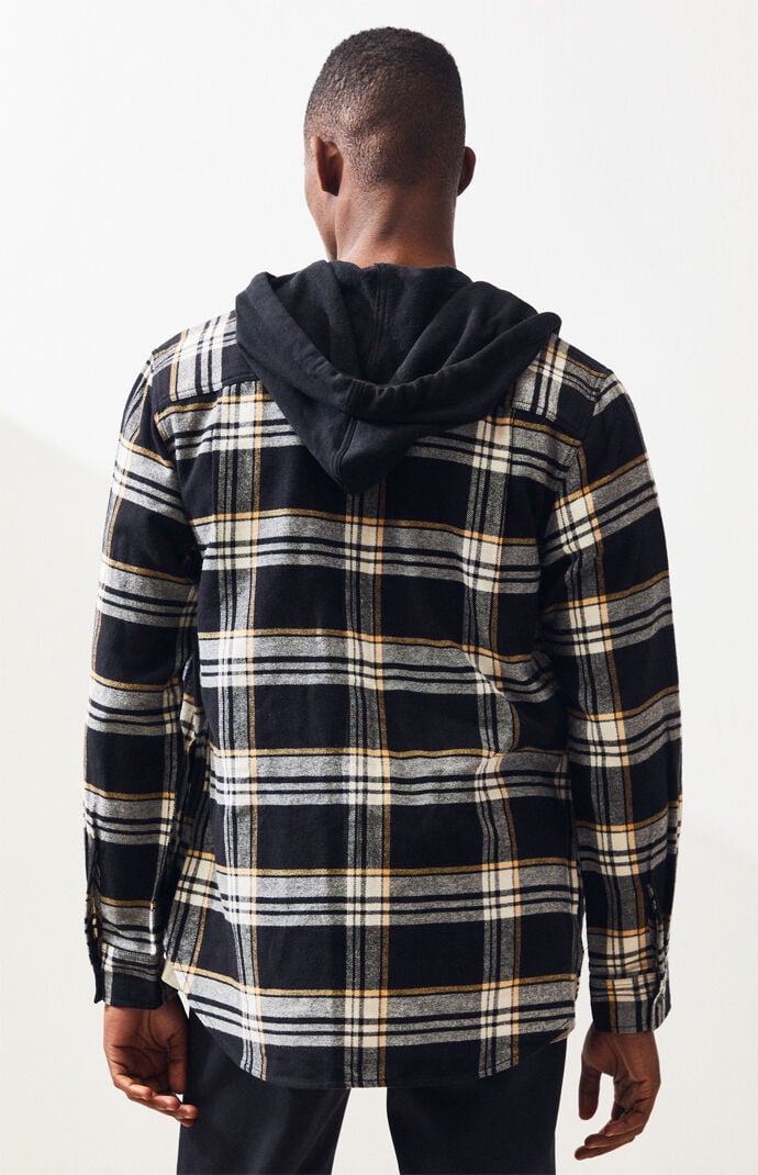Pacsun plaid mix hooded long sleeve button up shirt Outlet
