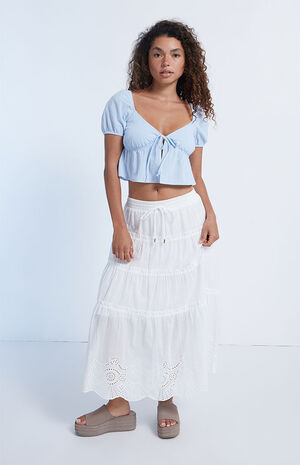 Tie Front Babydoll Crop Top image number 4