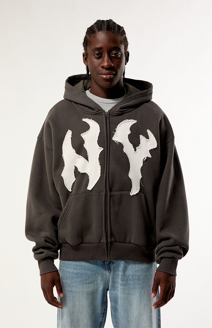 Pacsun NY Raw Applique Full Zip Up Hoodie