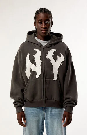 NY Raw Applique Full Zip Up Hoodie image number 1