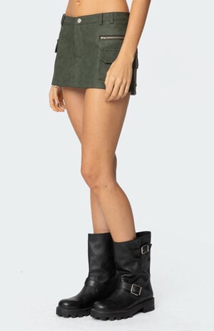 Faux Leather Cargo Micro Skort image number 4