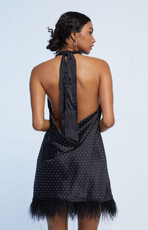 Feather Halter Mini Dress image number 4