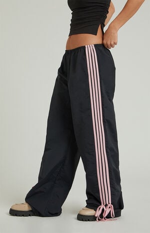Black Wide Leg Track Pants image number 3