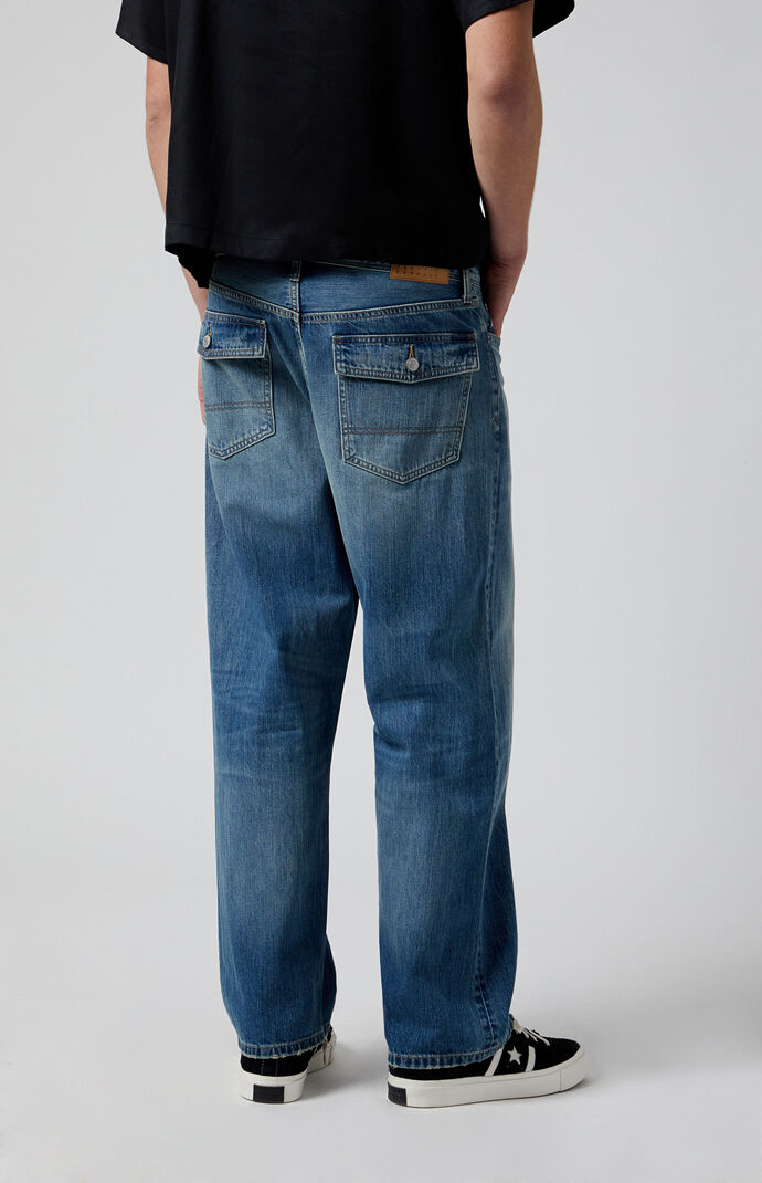 Pacsun Medium Indigo Button Slub Baggy Jeans | PacSun