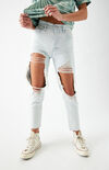 Light Blue Ultra High Waisted Slim Fit Jeans Light Blue Ultra High Waisted Slim Fit Jeans image number null