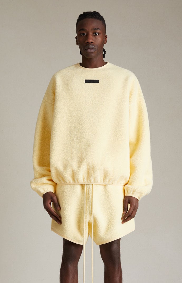 Fear of God ESSENTIALS Garden Yellow Polar Fleece Crew Neck Sweatshirt