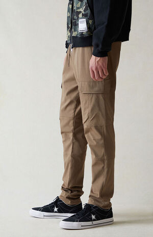 Brown Performance Athletic Slim Cargo Pants image number 3
