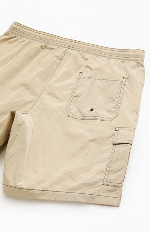 Green Baggy Cargo Crinkle 8" Swim Trunks image number 4
