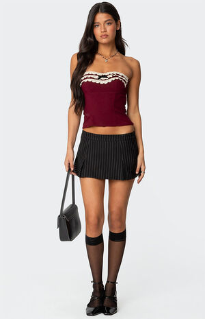 Eyelet Ruffle Strapless Top image number 2