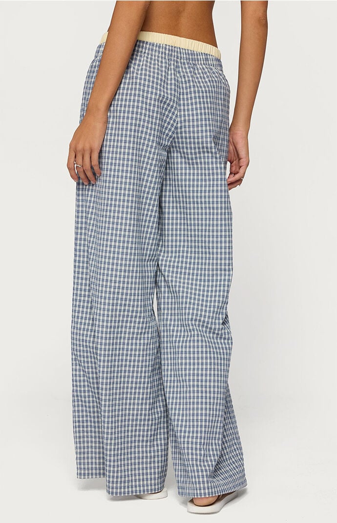 Edikted Indya Contrast Plaid Wide Leg Pants