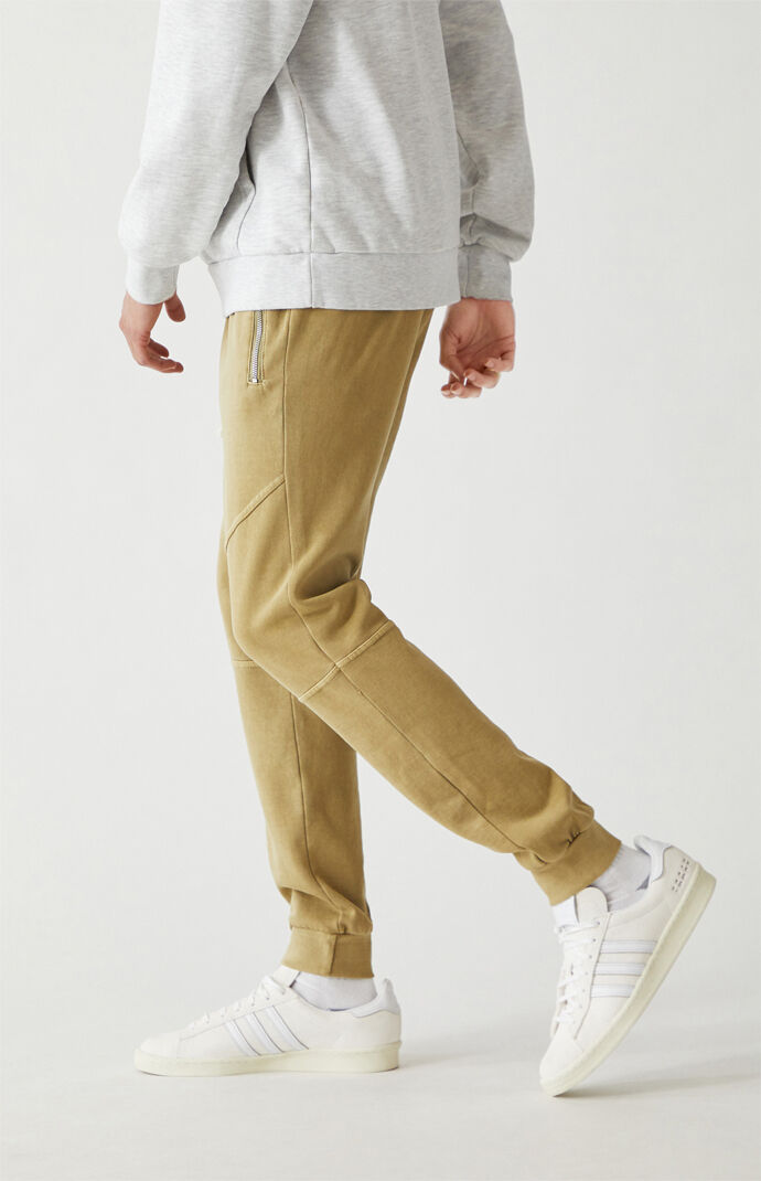 Khaki Paneled Fleece Jogger Pants