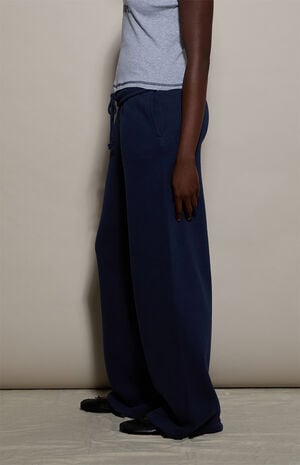 Navy Ultra Soft Fleece Baggy Sweatpants image number 3