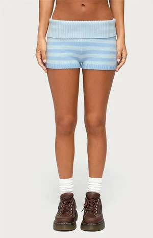 Saphi Striped Foldover Knit Shorts image number 1