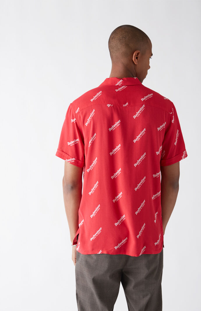 red button up t shirt