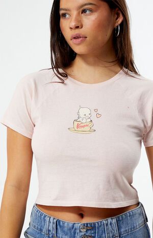 Kewpie Teacup Raglan Cropped T-Shirt image number 2
