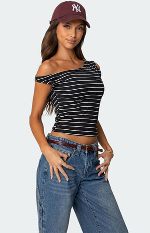 Keryn Striped Asymmetric Top image number 3