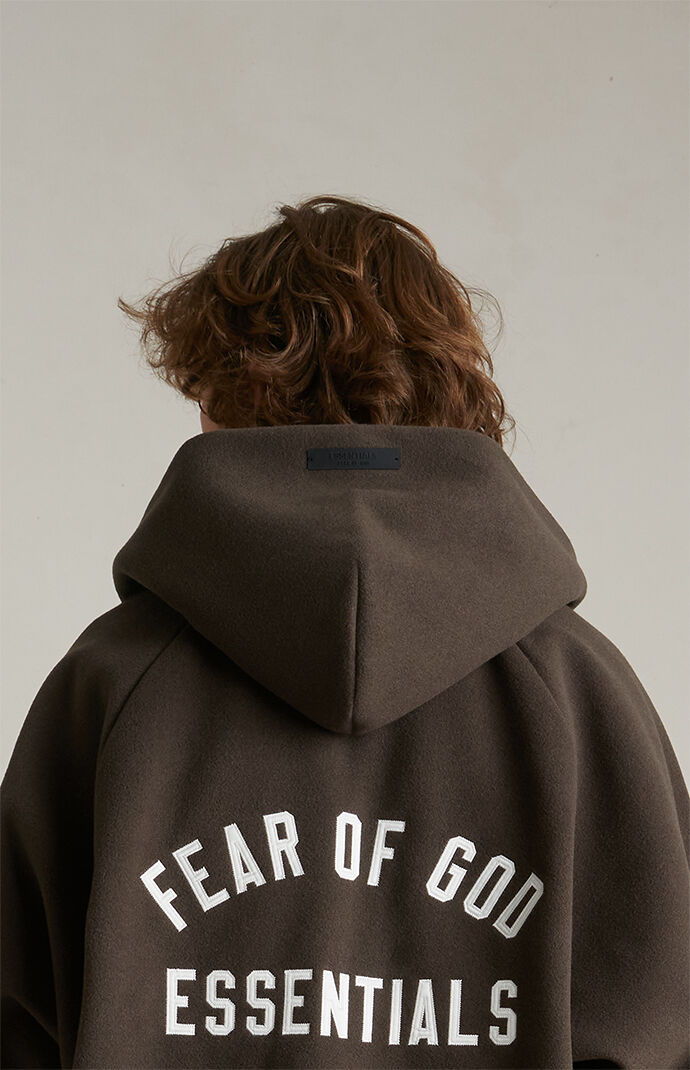 Fear of God ESSENTIALS Brown Brushed Yarn Hooded Bomber Jacket
