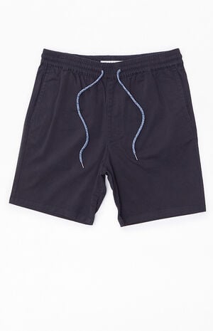 Twill Black Drawstring Shorts image number 1