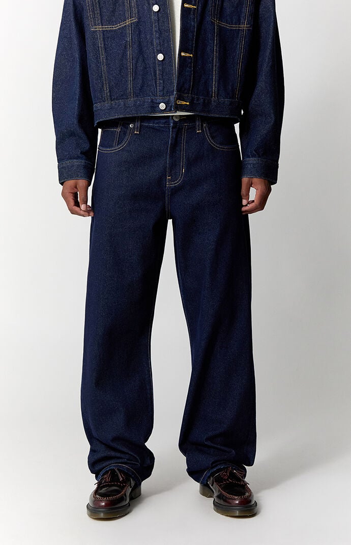 Pacsun Dylan Baggy Jeans Contrast Stitch Dark Blue
