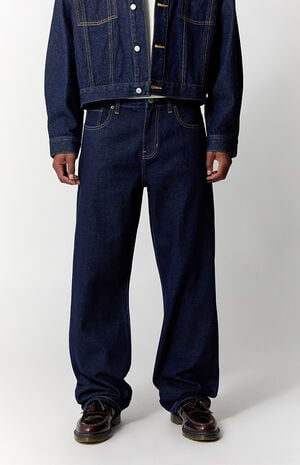 Dylan Baggy Jeans Contrast Stitch Dark Blue image number 2