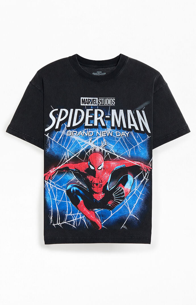 Men's Spidey Brand New Day T-Shirt in Washed Black - Size 2XL