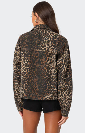 Leopard Print Denim Jacket image number 5