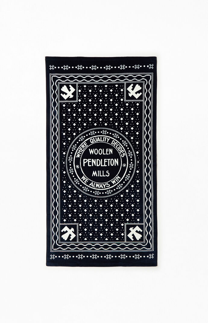 Navy Print Beach Towel