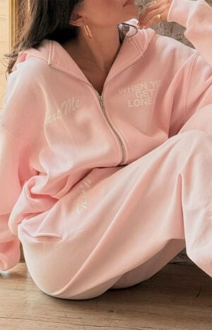 Text Me When You Get Lonely Zip Up Hoodie image number 3
