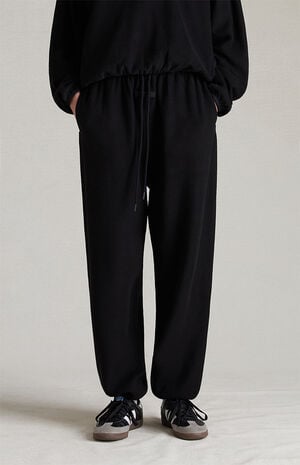 Women's Jet Black Reverse Fleece Sweatpants image number 2