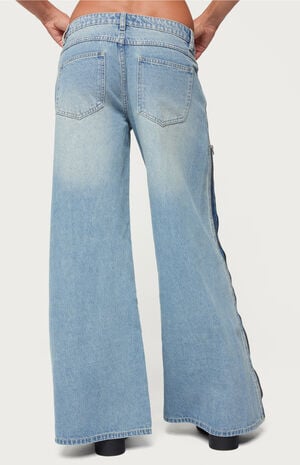 Zippered Washed Wide Leg Jeans image number 3