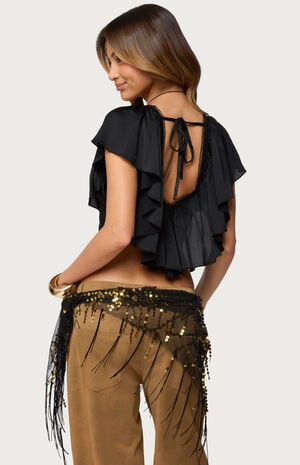 Deena Ruffled V Neck Top image number 3