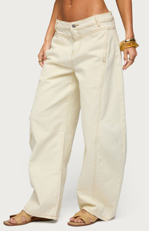 Gili Contrast Stitched Barrel Jeans image number 2