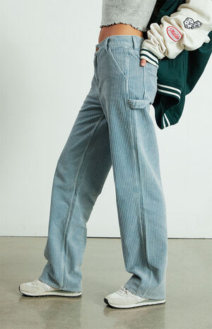 Blue Corduroy Baggy Carpenter Pants image number 3