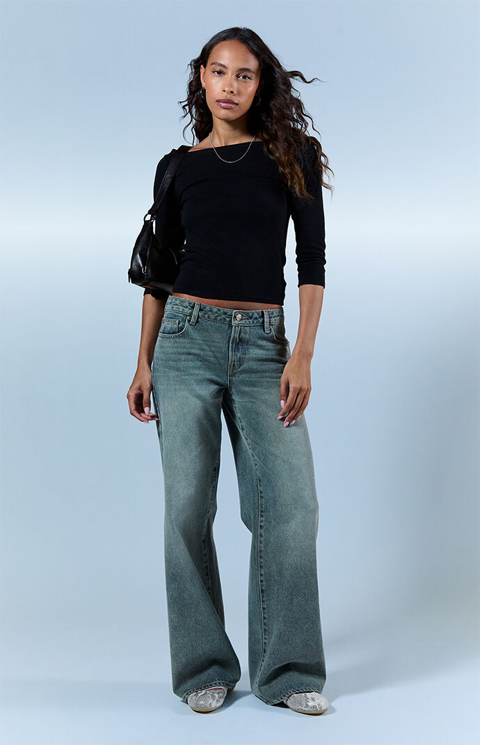 Pacsun Casey Low Rise Baggy Jeans Medium Wash Blue