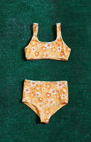 Orange Floral Bikini Top & Bottom Set image number 5