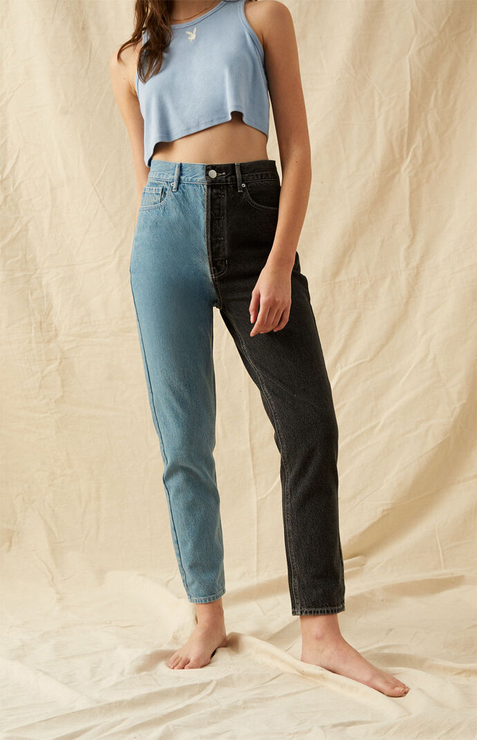 By PacSun Two-Tone Ultra High Waisted Slim Fit Jeans