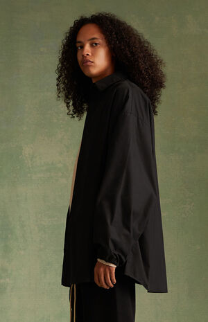 Jet Black Button Down Shirt Jacket image number 2