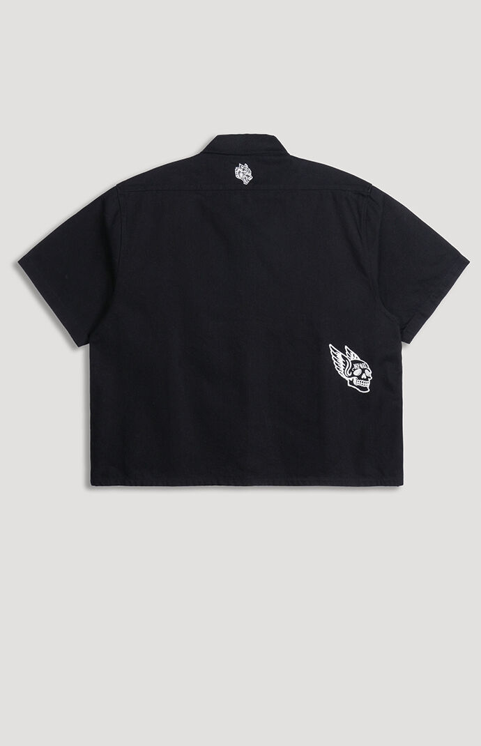 DARC SPORT ATHLETICS Zip Up Short Sleeve Cropped Oversized Shirt